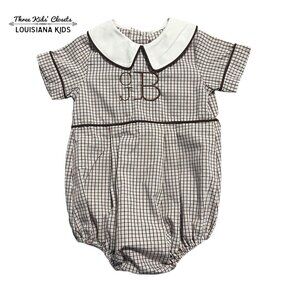 Honesty 3m Personalized Monogram CJB cBj Plaid Bubble Romper